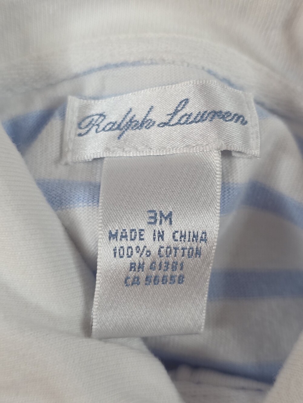 Ralph Lauren Baby Boy Striped Polo Romper Jumpsuit Blue White 3M Cotton Preppy - Picture 7 of 8